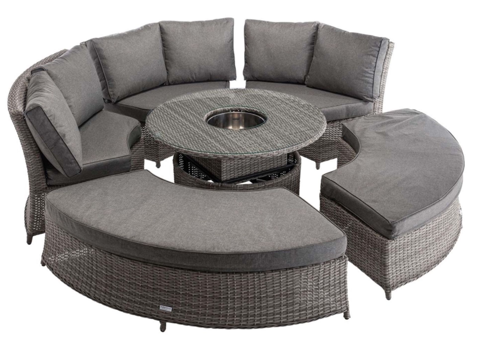 Brand New 6 Piece Angled Rattan Garden Corner Sofa Set in Grey RRP £2,499