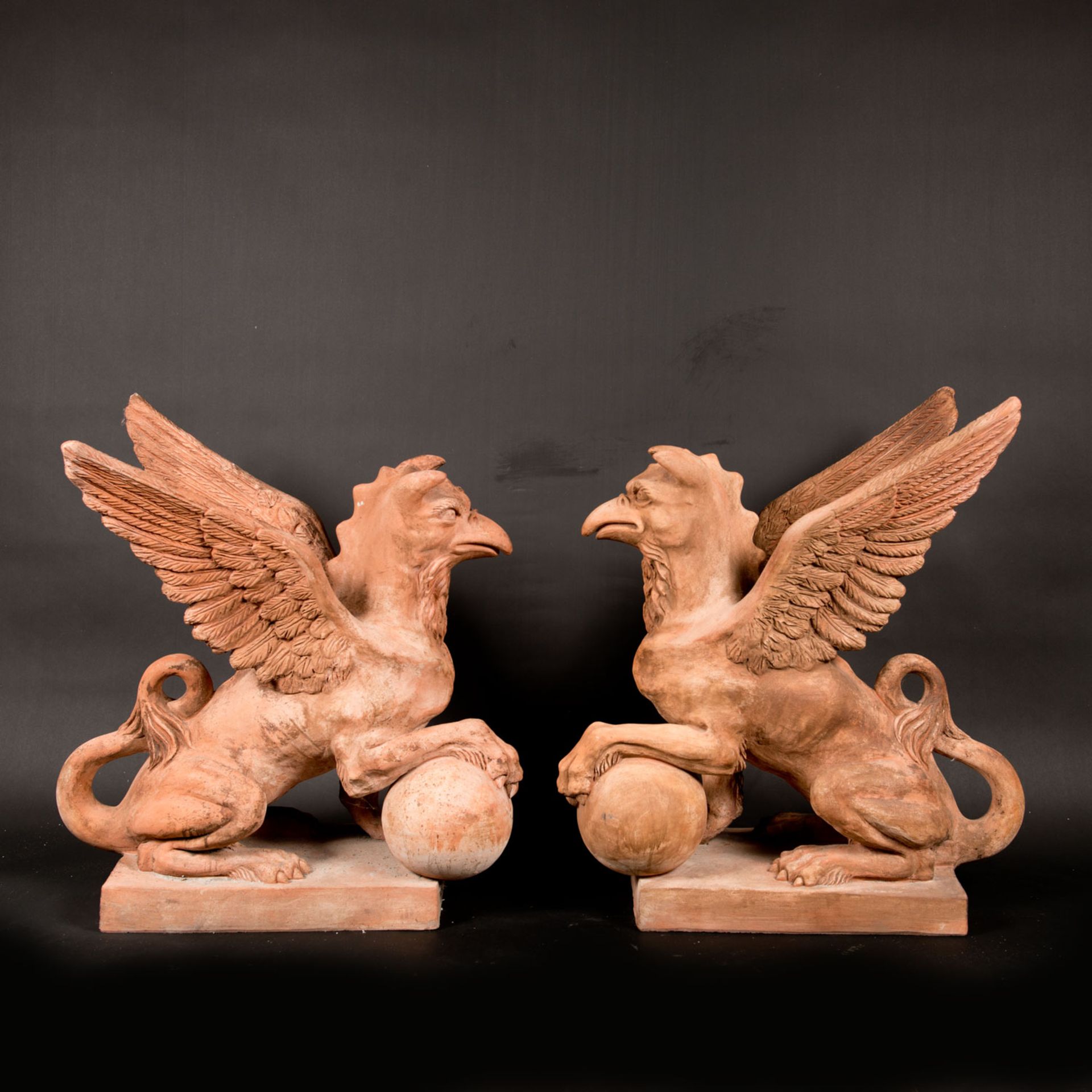 Pair of terracotta griffins - Image 3 of 3