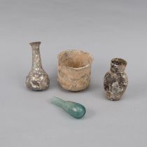Four Roman glass objects