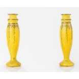 LEGRAS "Baluster wazon marmorean glass paste". Coppia di eleganti vasi a balaustra in pasta di vetro
