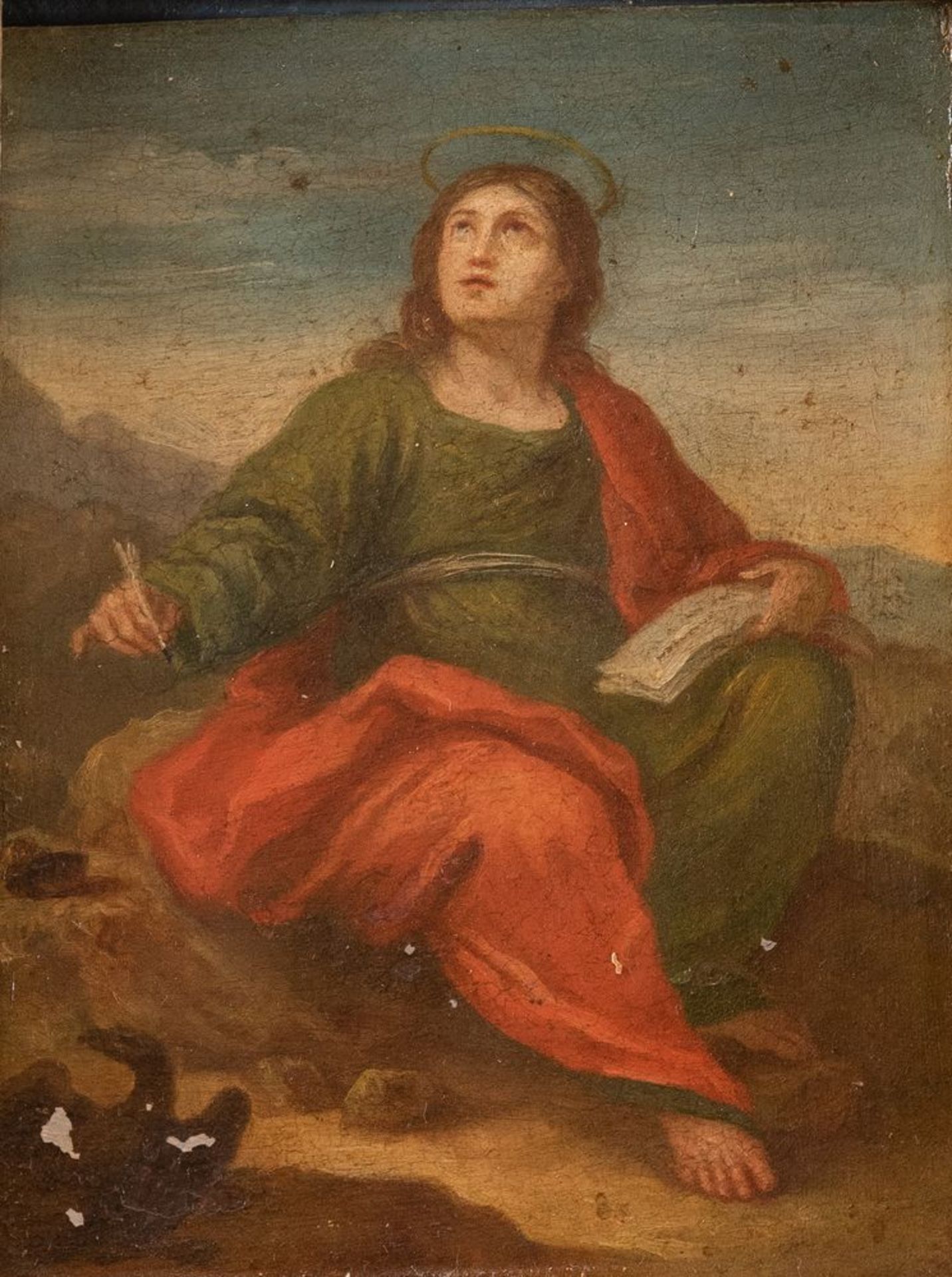 Maestro del XVIII secolo. â€œSan Giovanniâ€ e "San Giovanni Battista". Coppia di olio su metallo. - Bild 2 aus 6