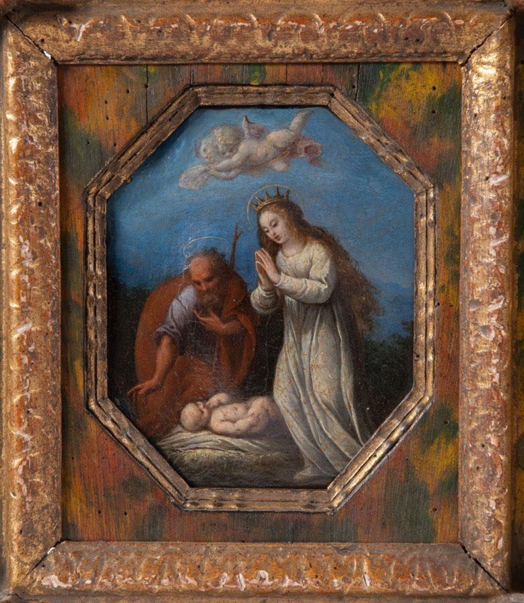 BALTHASAR BESCHEY(Antwerp 1708 - 1776) attr. "Sacra famiglia". Olio su tavola. Cm 15x12. - Image 2 of 4