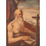 Maestro degli inizi del XVII secolo. â€œSan Girolamoâ€. Olio su tela. Cm 83,5x54,5.