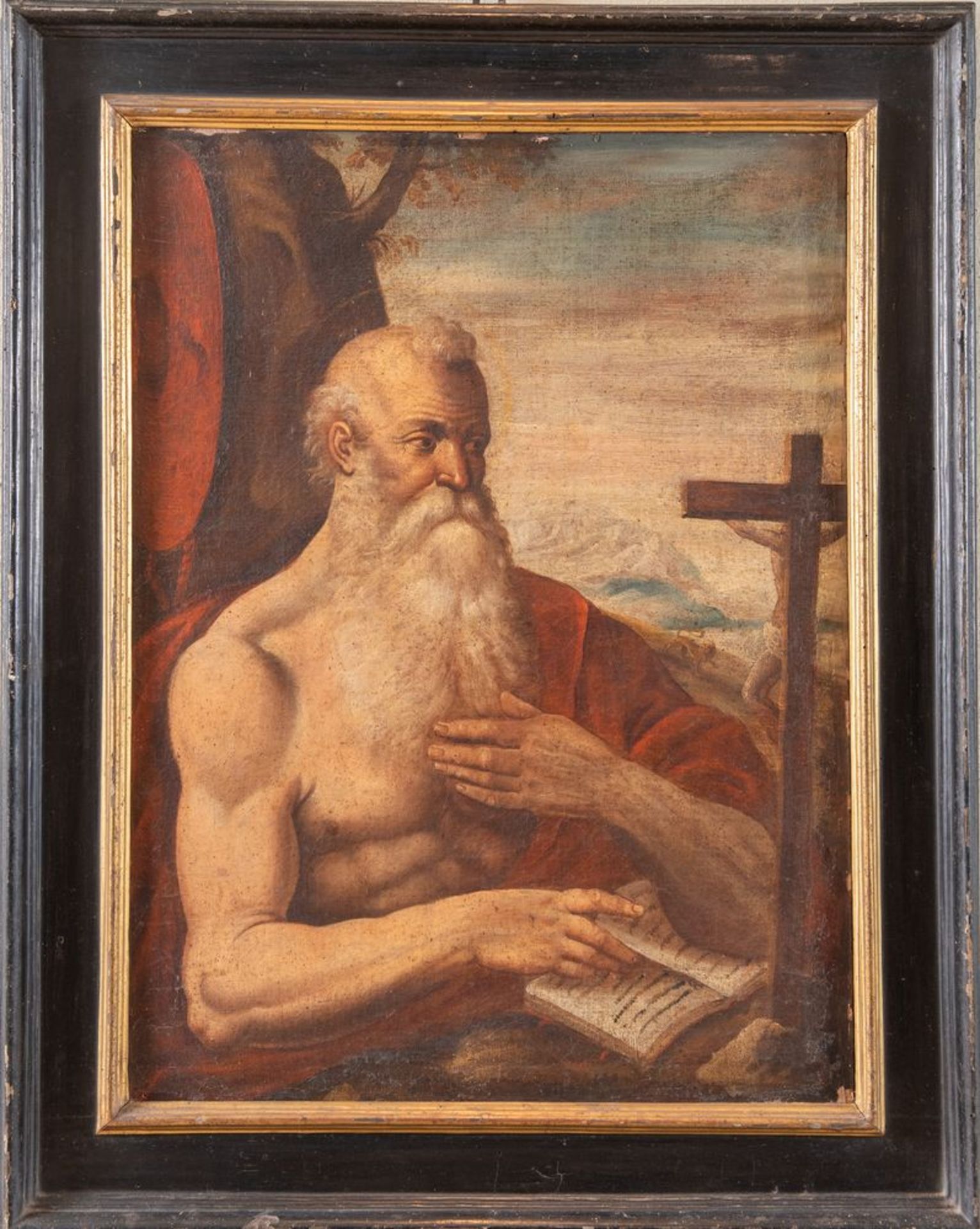 Maestro degli inizi del XVII secolo. â€œSan Girolamoâ€. Olio su tela. Cm 83,5x54,5. - Image 3 of 3