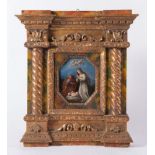 BALTHASAR BESCHEY(Antwerp 1708 - 1776) attr. "Sacra famiglia". Olio su tavola. Cm 15x12.