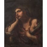 Maestro napoletano del XVII secolo. "Maddalena penitente". Olio su tela. Cm 80x66,5. (restauri e
