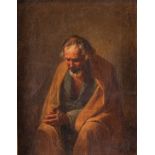 FILIPPO PALIZZI (Vasto 1818 - Napoli 1899) "Santo in preghiera", 1847. Olio su tela. Cm 26x20.