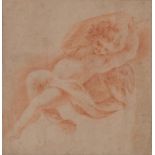 Maestro emiliano del XVIII secolo. "Putto". Disegno a sanguigna su carta. Cm 21x20,5.