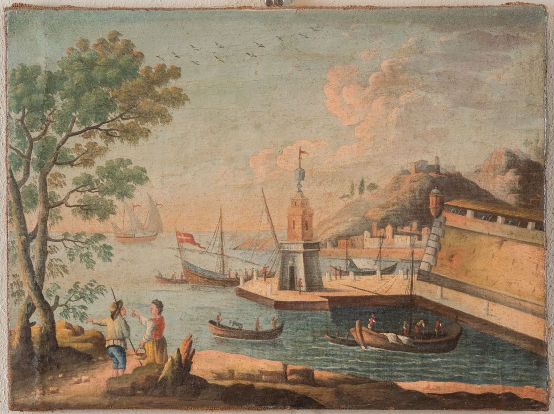 Maestro del XVIII secolo. â€œPaesaggi mariniâ€. Lotto composto da tre oli su tela. - Bild 5 aus 7