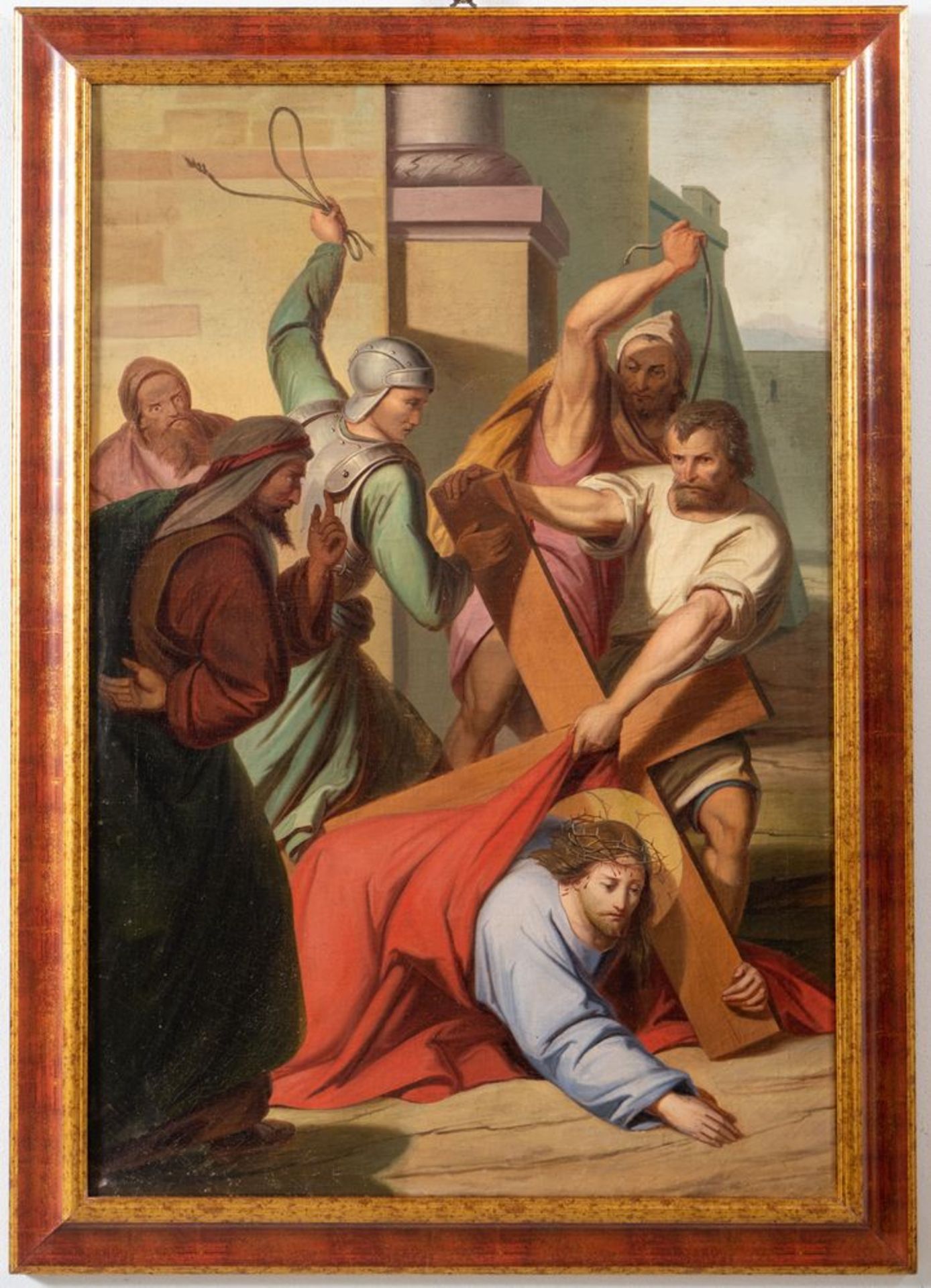 Maestro del XIX secolo. "Via Crucis". Lotto composto da quattordici oli su tela. Cm 97x65. - Bild 11 aus 29