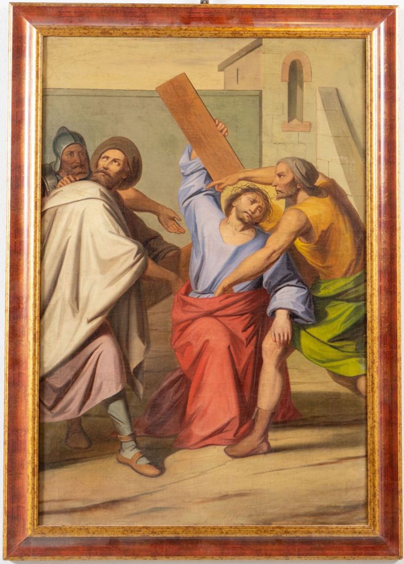 Maestro del XIX secolo. "Via Crucis". Lotto composto da quattordici oli su tela. Cm 97x65. - Bild 17 aus 29