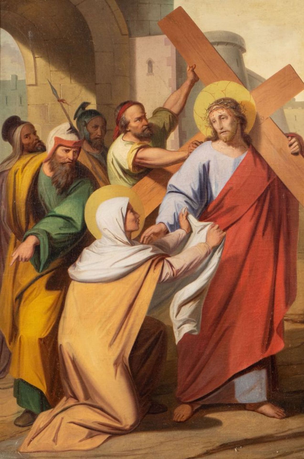 Maestro del XIX secolo. "Via Crucis". Lotto composto da quattordici oli su tela. Cm 97x65. - Bild 22 aus 29