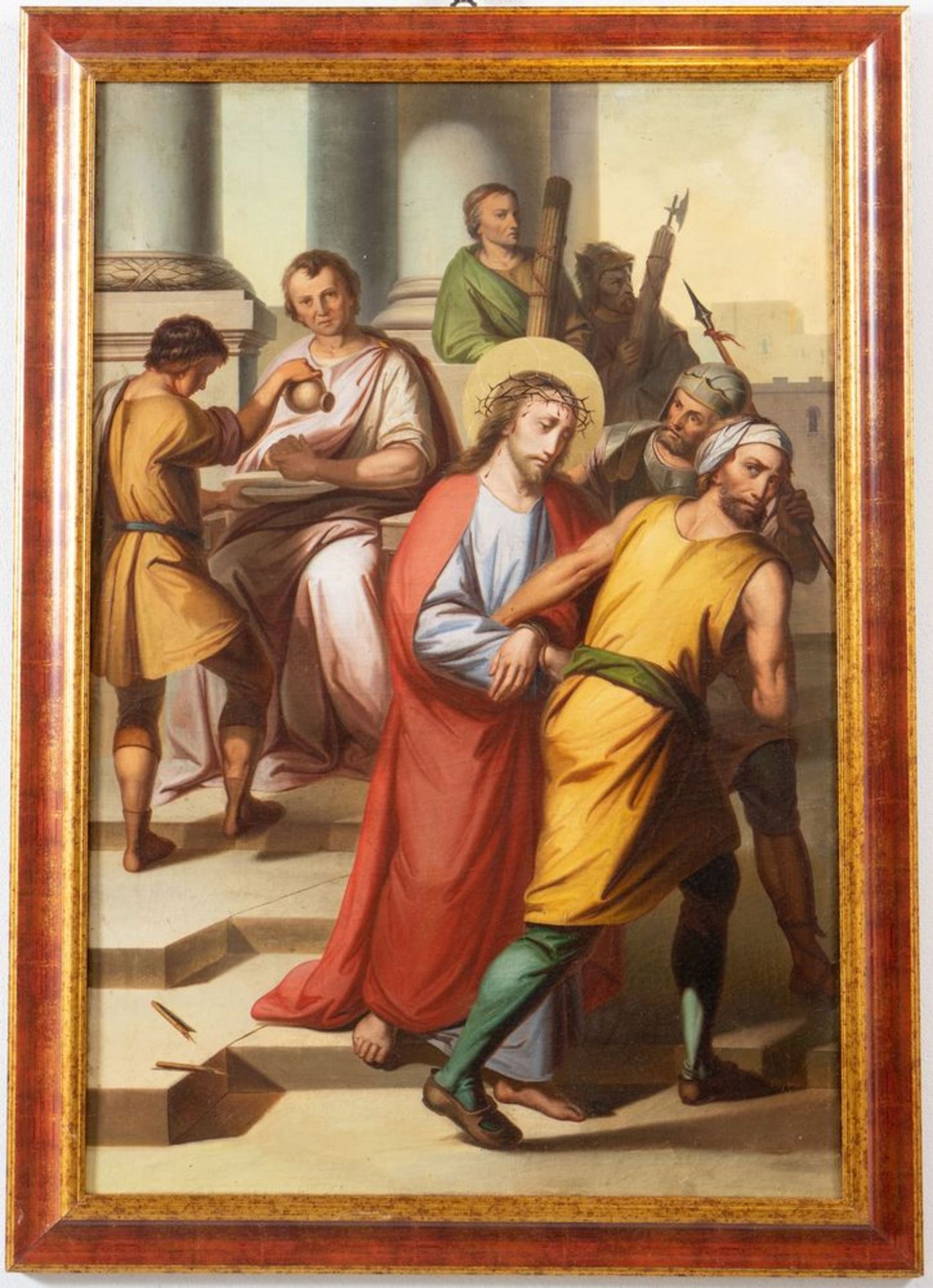 Maestro del XIX secolo. "Via Crucis". Lotto composto da quattordici oli su tela. Cm 97x65. - Bild 13 aus 29