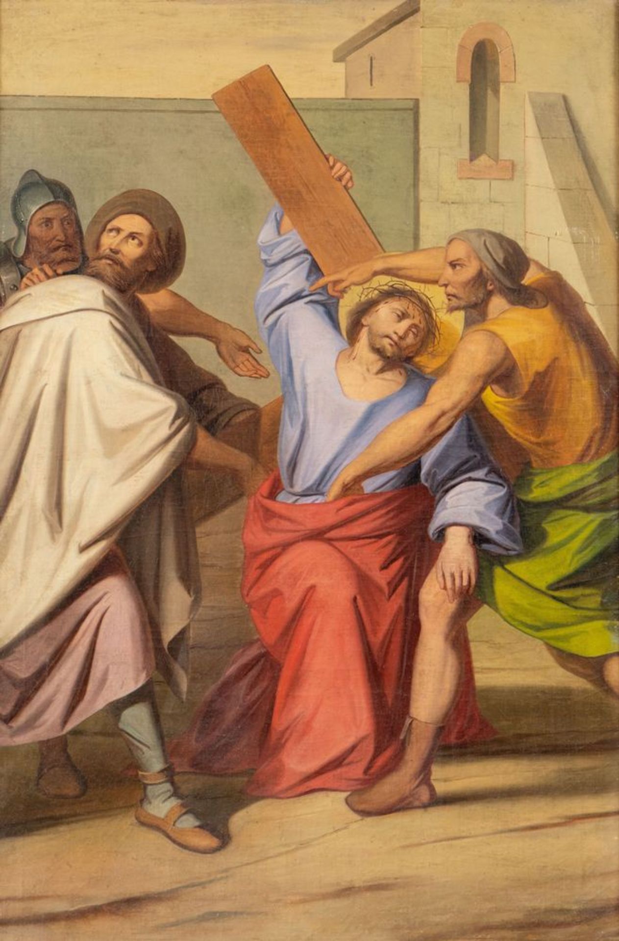 Maestro del XIX secolo. "Via Crucis". Lotto composto da quattordici oli su tela. Cm 97x65. - Bild 16 aus 29