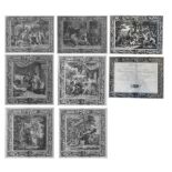 Lotto composto da otto antiche stampe raffiguranti le storie di Meleagro dai dipinti di Charles Le B