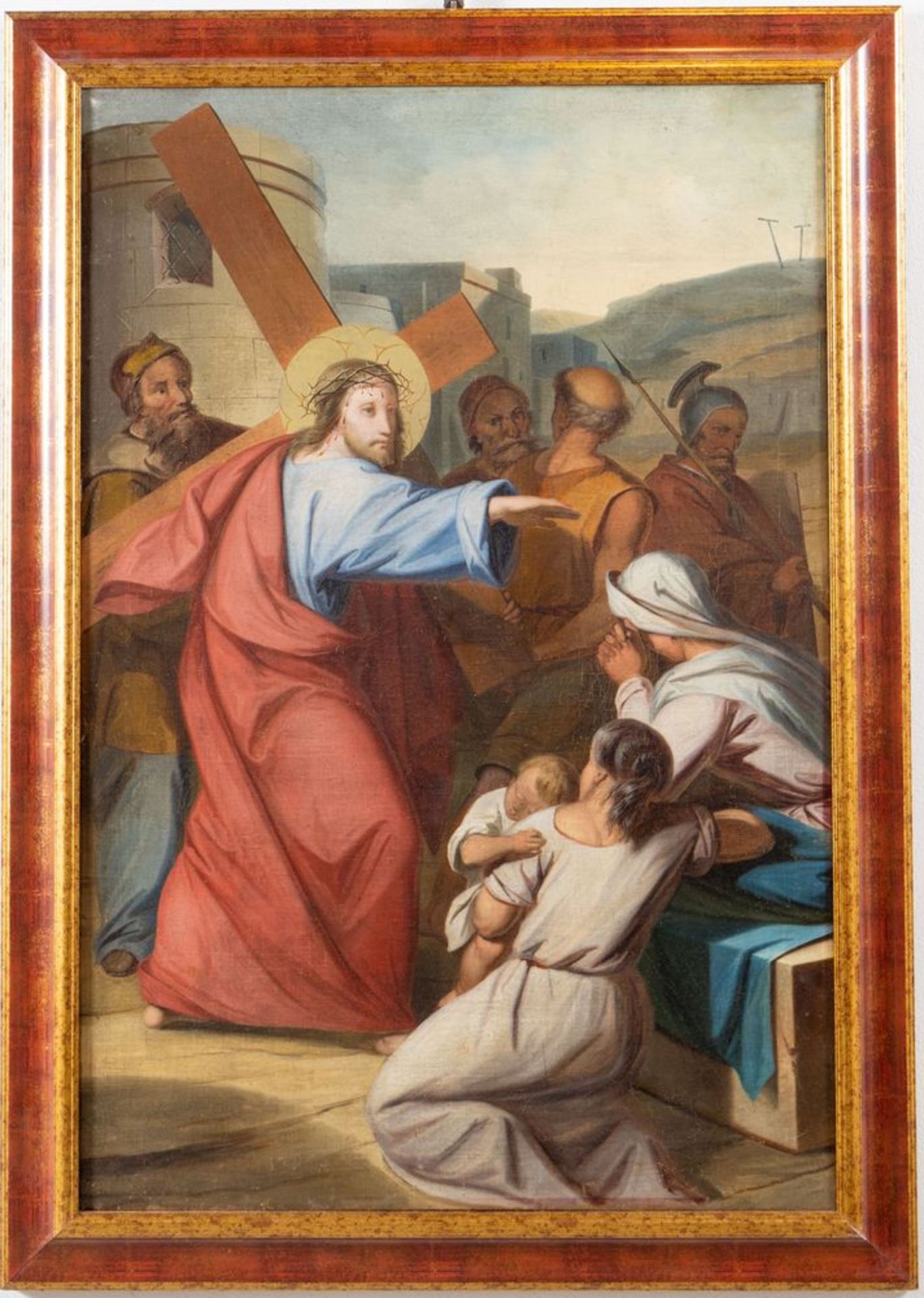 Maestro del XIX secolo. "Via Crucis". Lotto composto da quattordici oli su tela. Cm 97x65. - Bild 21 aus 29