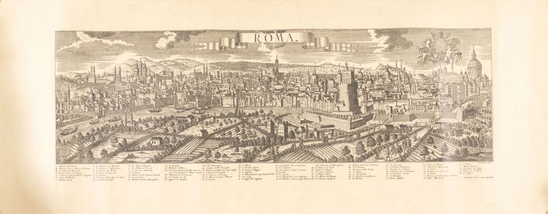 Georg Balthasar Probst (Germania, 1673 - 1748). Veduta panoramica della cittÃƒ di Roma. Cm 50x125. I - Bild 2 aus 2