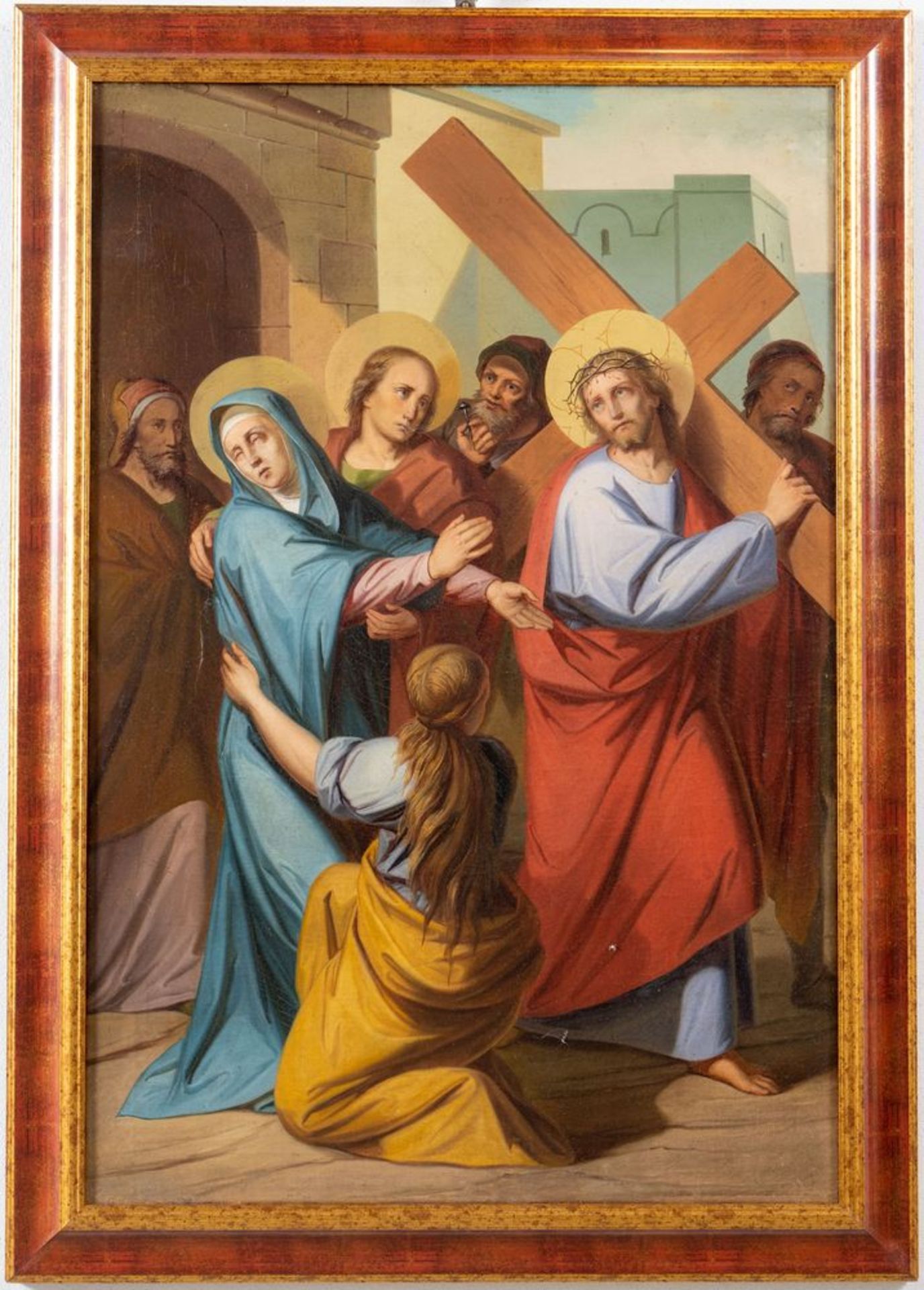 Maestro del XIX secolo. "Via Crucis". Lotto composto da quattordici oli su tela. Cm 97x65. - Bild 5 aus 29