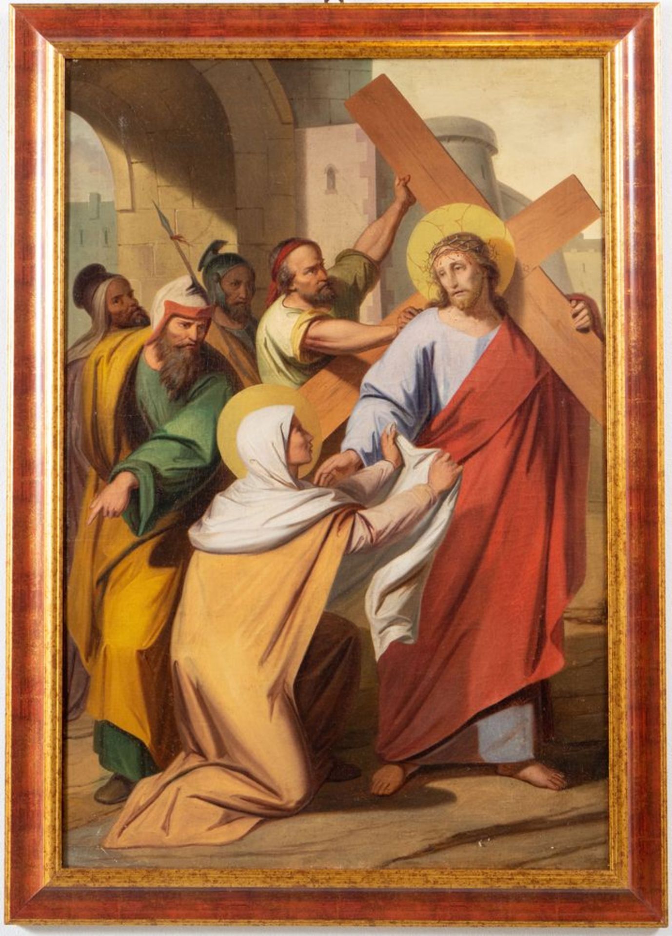 Maestro del XIX secolo. "Via Crucis". Lotto composto da quattordici oli su tela. Cm 97x65. - Bild 23 aus 29