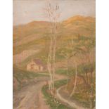 GIOVANNI SECCHI (Bologna 1876 - Darfo 1950) "Paesaggio". Olio su cartone. Cm 27x21. Al retro opera f