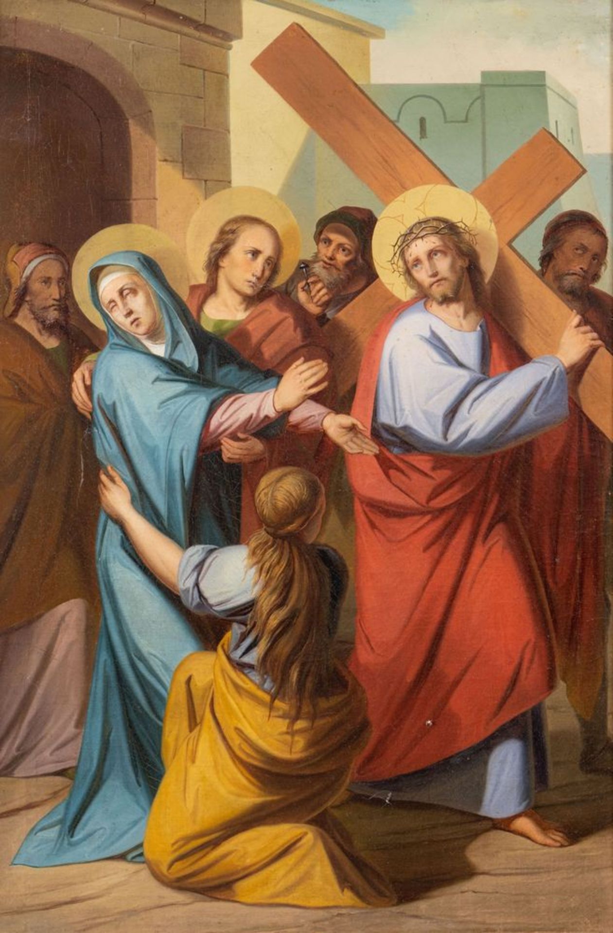 Maestro del XIX secolo. "Via Crucis". Lotto composto da quattordici oli su tela. Cm 97x65. - Bild 4 aus 29