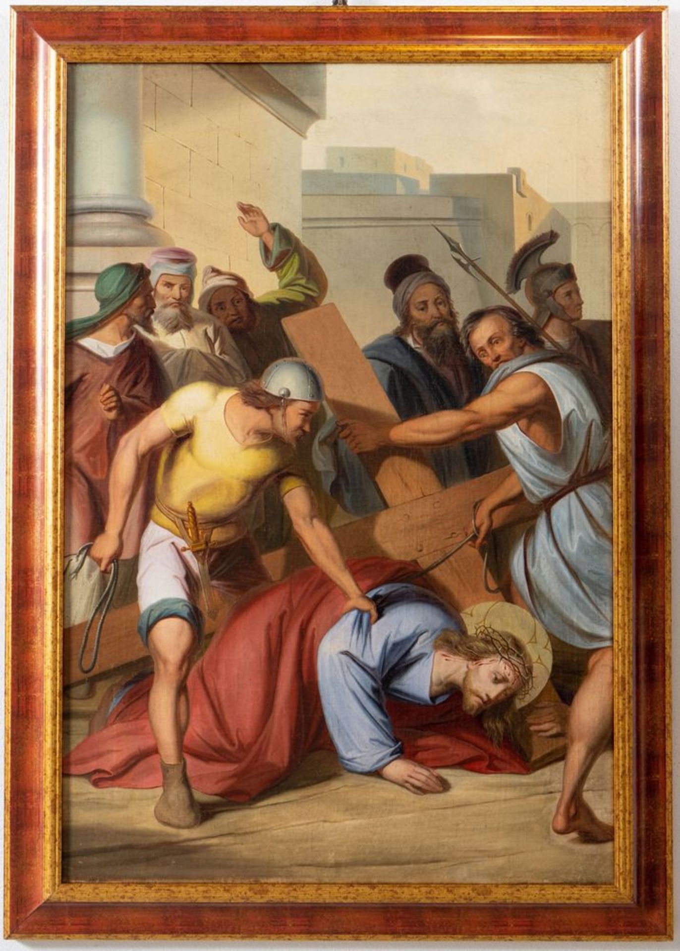 Maestro del XIX secolo. "Via Crucis". Lotto composto da quattordici oli su tela. Cm 97x65. - Bild 9 aus 29
