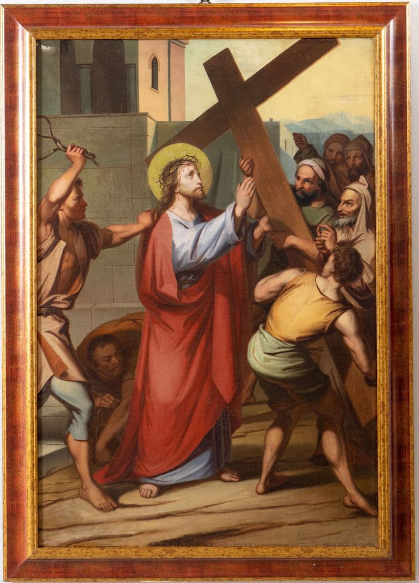 Maestro del XIX secolo. "Via Crucis". Lotto composto da quattordici oli su tela. Cm 97x65. - Bild 7 aus 29
