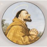 ZAMA CERAMICHE FAENZA Disco in ceramica raffigurante il San Francesco di Guido Reni. Anni '40 del XX