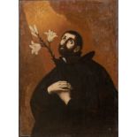 Maestro spagnolo del XVII secolo. "Sant'Antonio". Olio su tela. Cm 108x78.