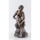 Scultura in bronzo a firma Falconet. Copia della fine XIX - inizio XX secolo. Cm 66x33x43.