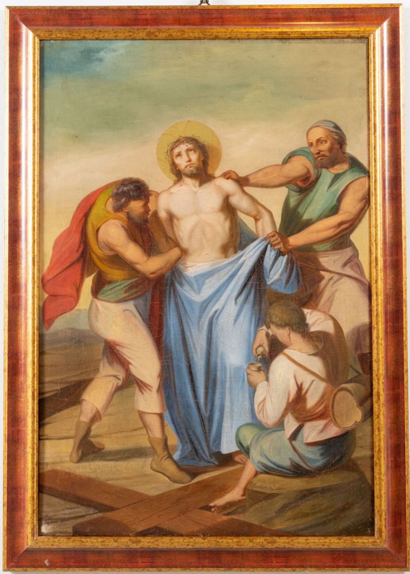 Maestro del XIX secolo. "Via Crucis". Lotto composto da quattordici oli su tela. Cm 97x65. - Bild 15 aus 29