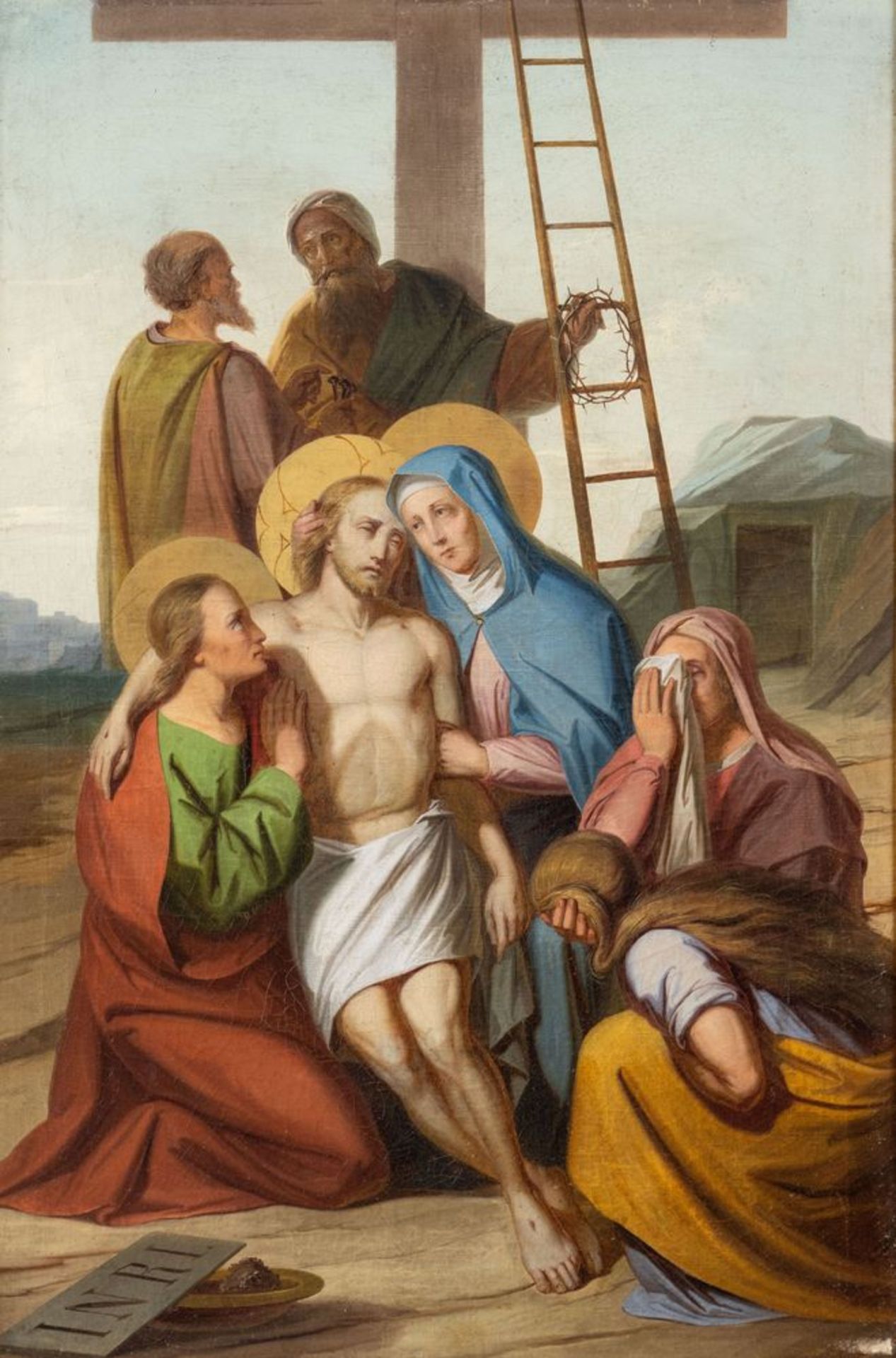 Maestro del XIX secolo. "Via Crucis". Lotto composto da quattordici oli su tela. Cm 97x65. - Bild 2 aus 29