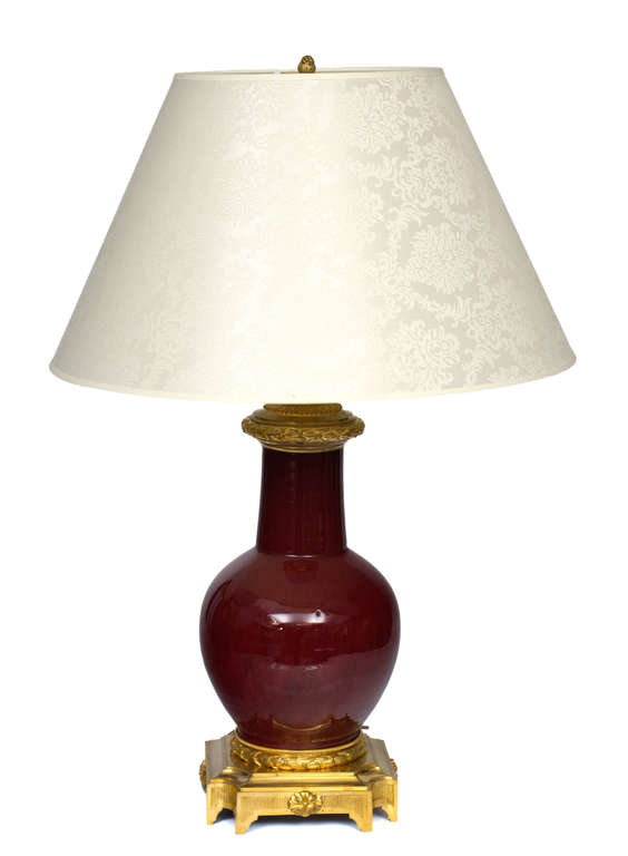 French Ceramic table lamp with bronze finish