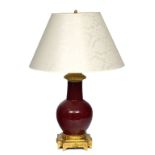 French Ceramic table lamp with bronze finish