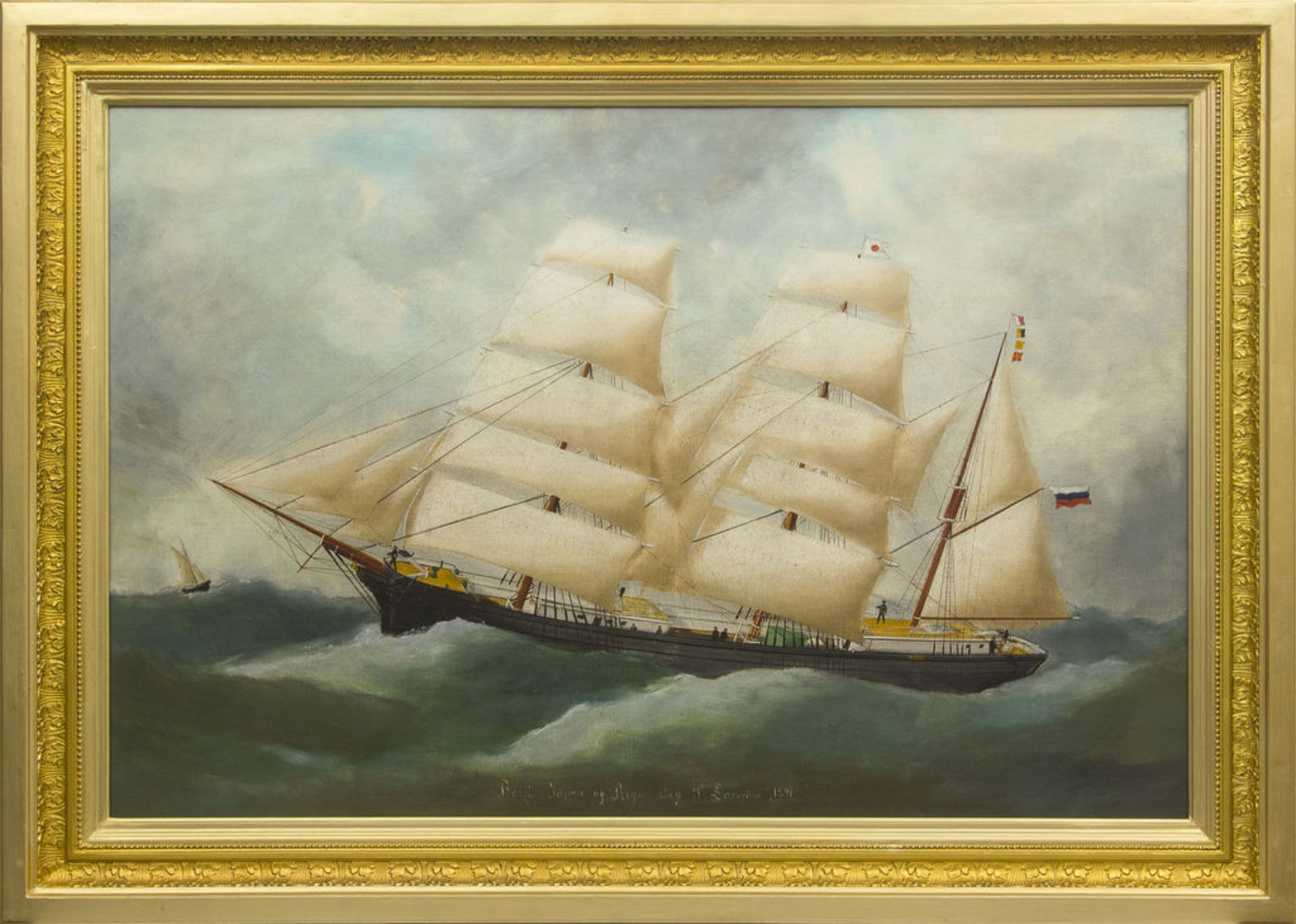 Captain painting - Sailing boat "Japan" from Riga by Captain Laivins 