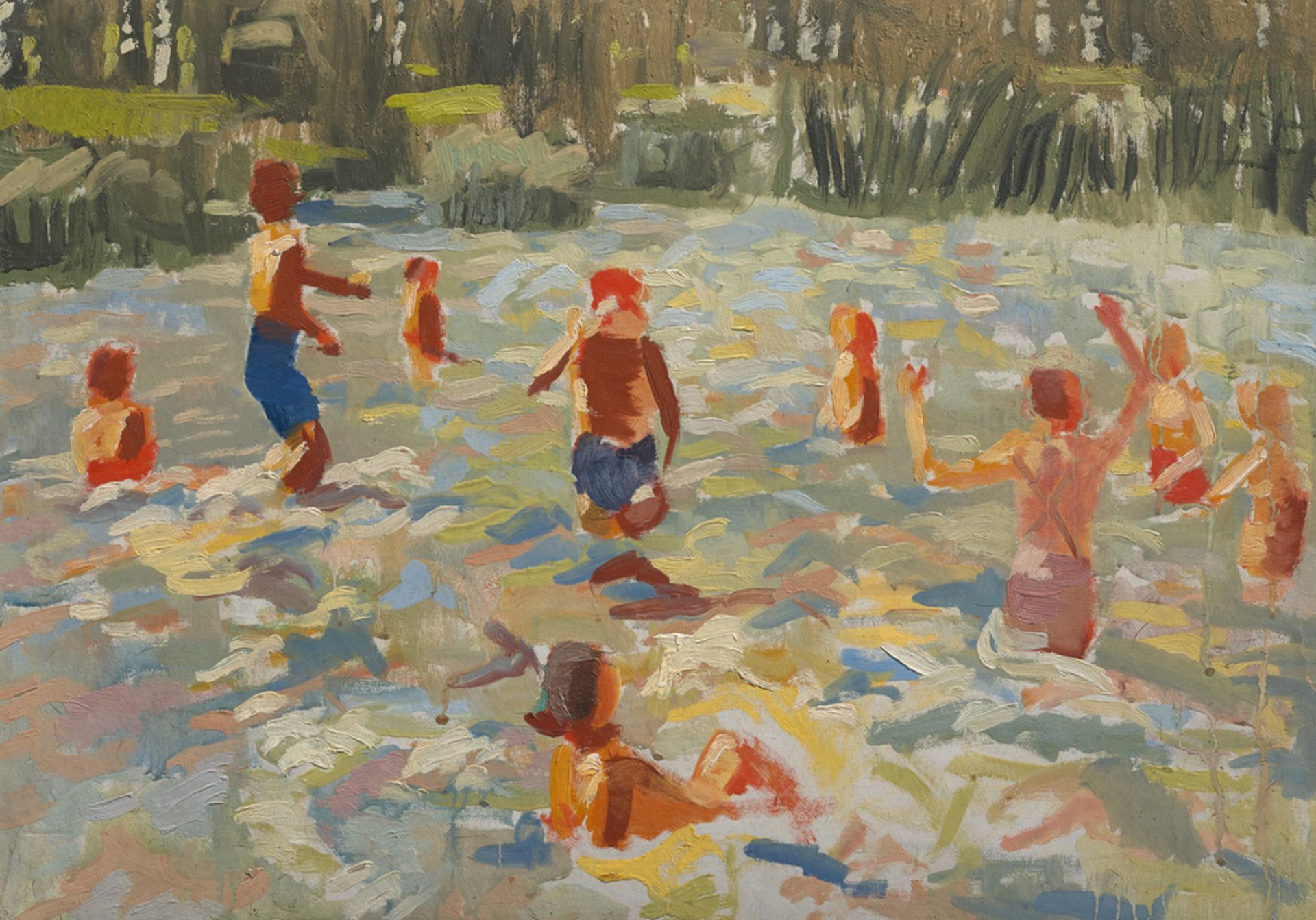 Playing in the water by Janis Pauluks (1906-1984)