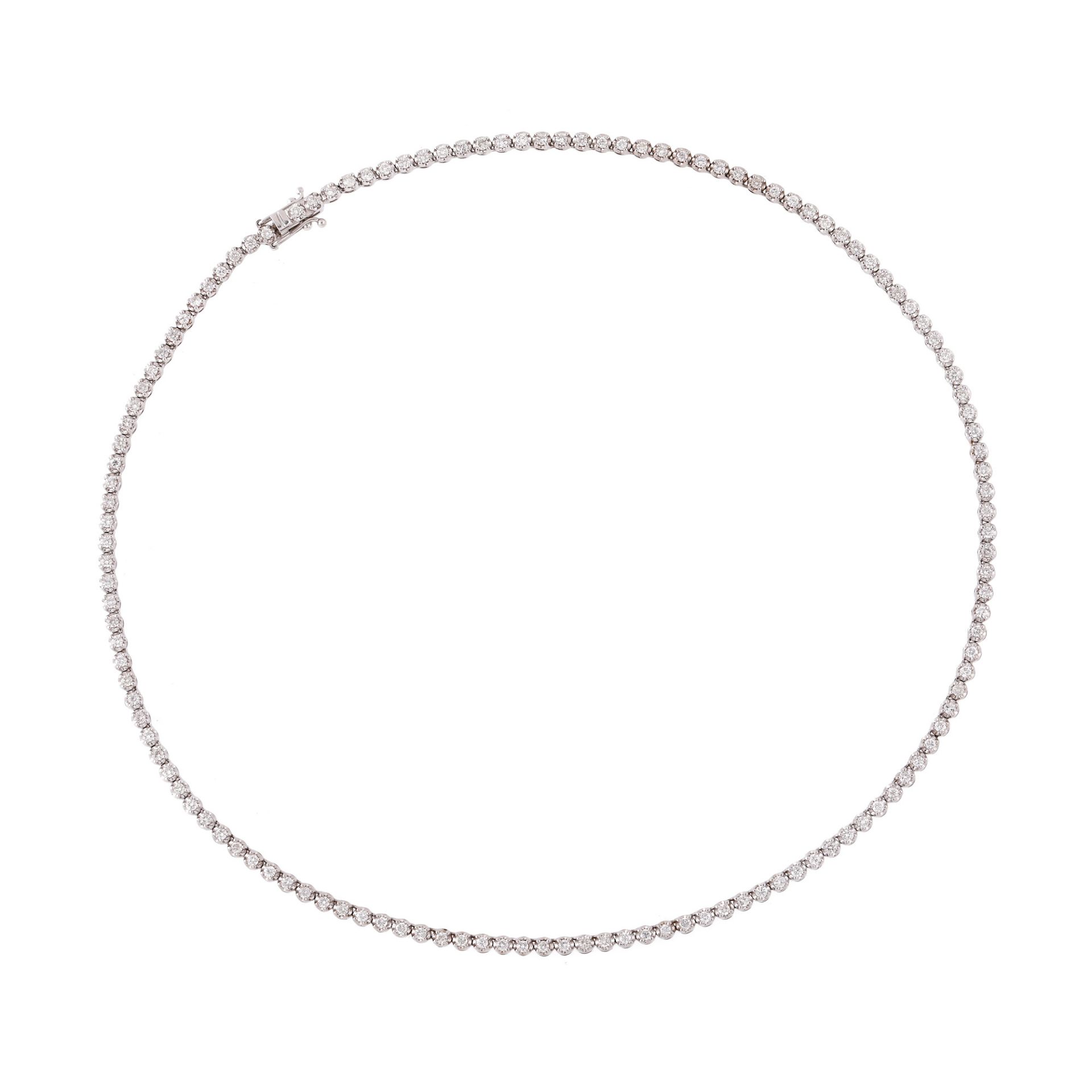 White gold tennis necklace, trimmed with diamonds