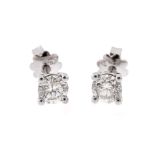 Pair of earrings, white gold, decorated with diamonds
