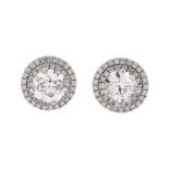 Pair of earrings, white gold, adorned with diamonds