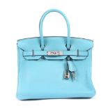 Hermès handbag, Birkin 30, Togo leather, Bleu du Nord colour