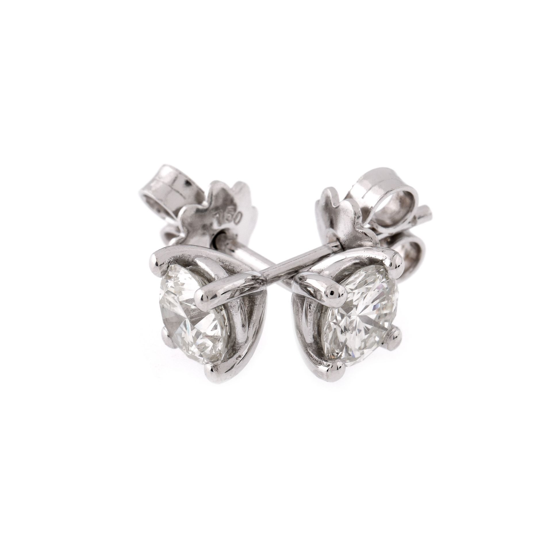 Pair of earrings, white gold, decorated with diamonds - Image 2 of 2