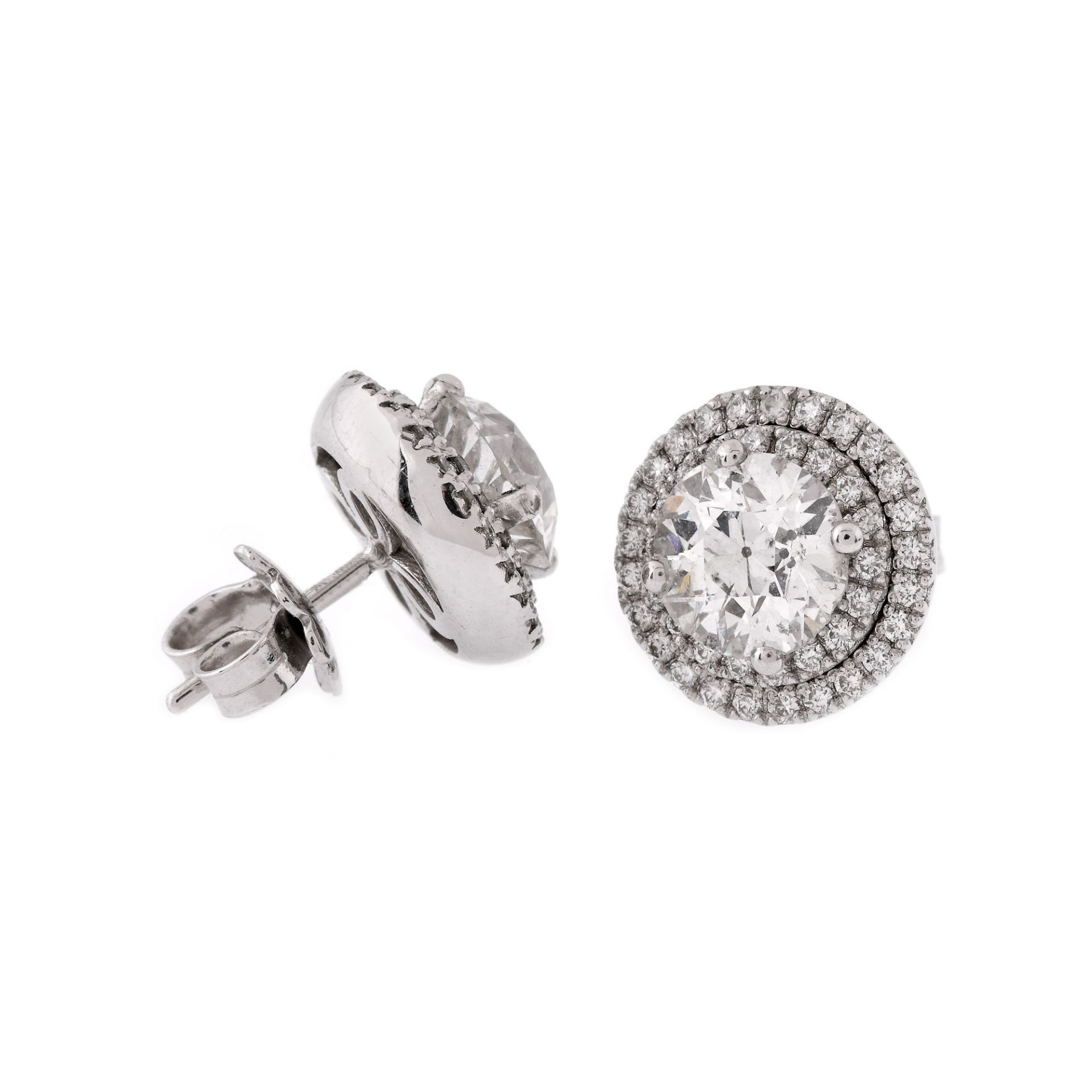 Pair of earrings, white gold, adorned with diamonds - Image 2 of 2