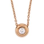 Chain with pendant, rose gold, decorated with round brilliant cut diamond