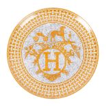Hermès round plate, porcelain, from the collection "Mosaique au 24", original box