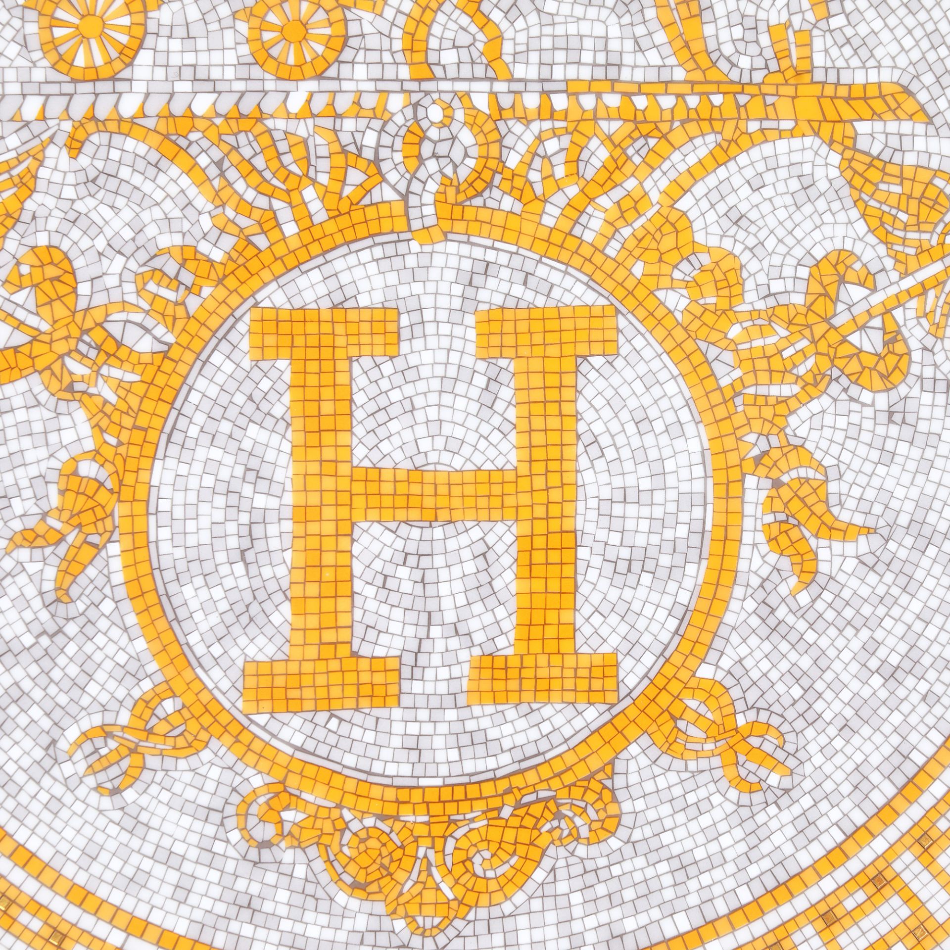 Hermès round plate, porcelain, from the collection "Mosaique au 24", original box - Image 3 of 3