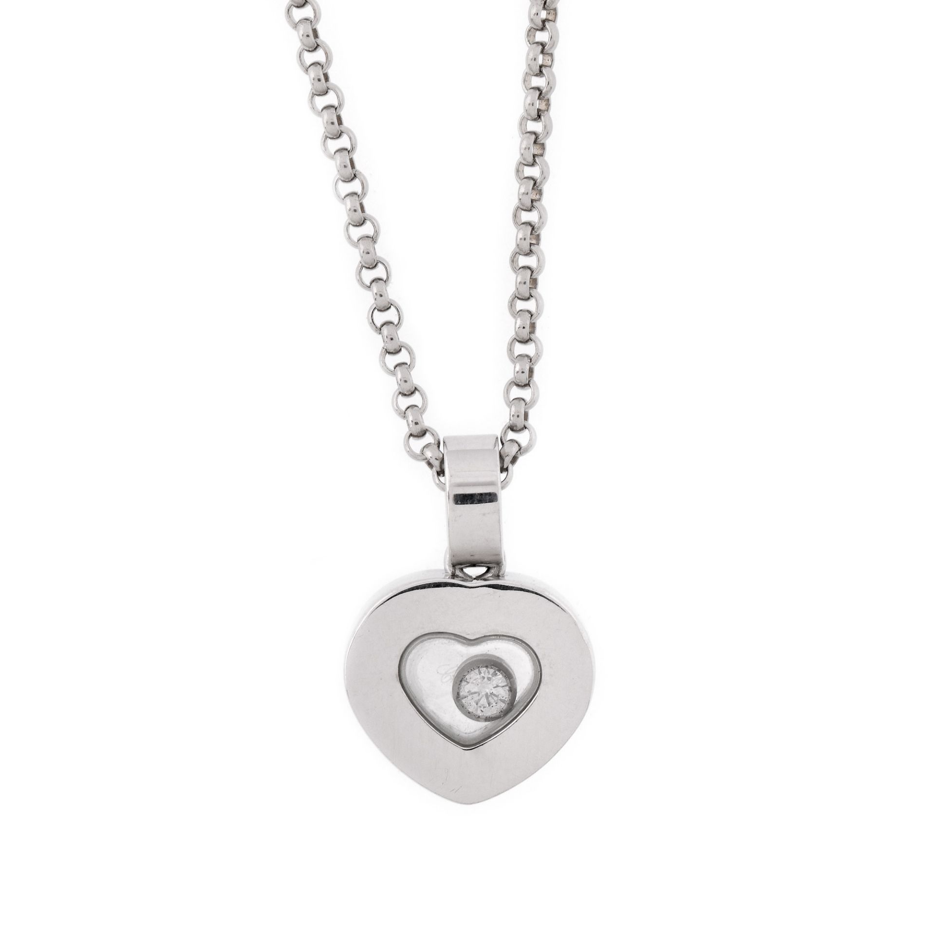 Chopard chain with pendant, white gold, decorated with a moving diamond