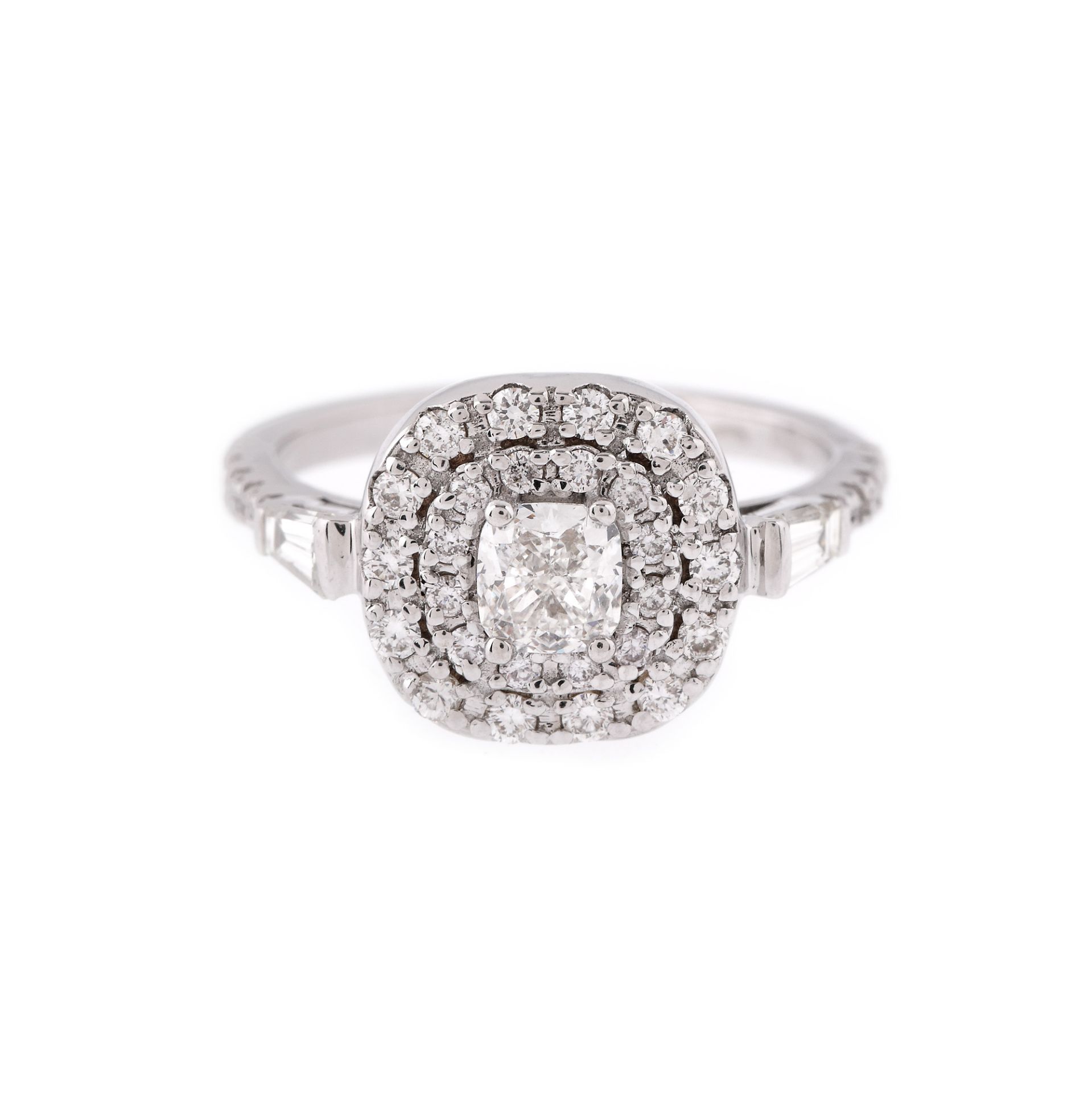 White gold ring, adorned with diamonds, GIA gemmological certificate