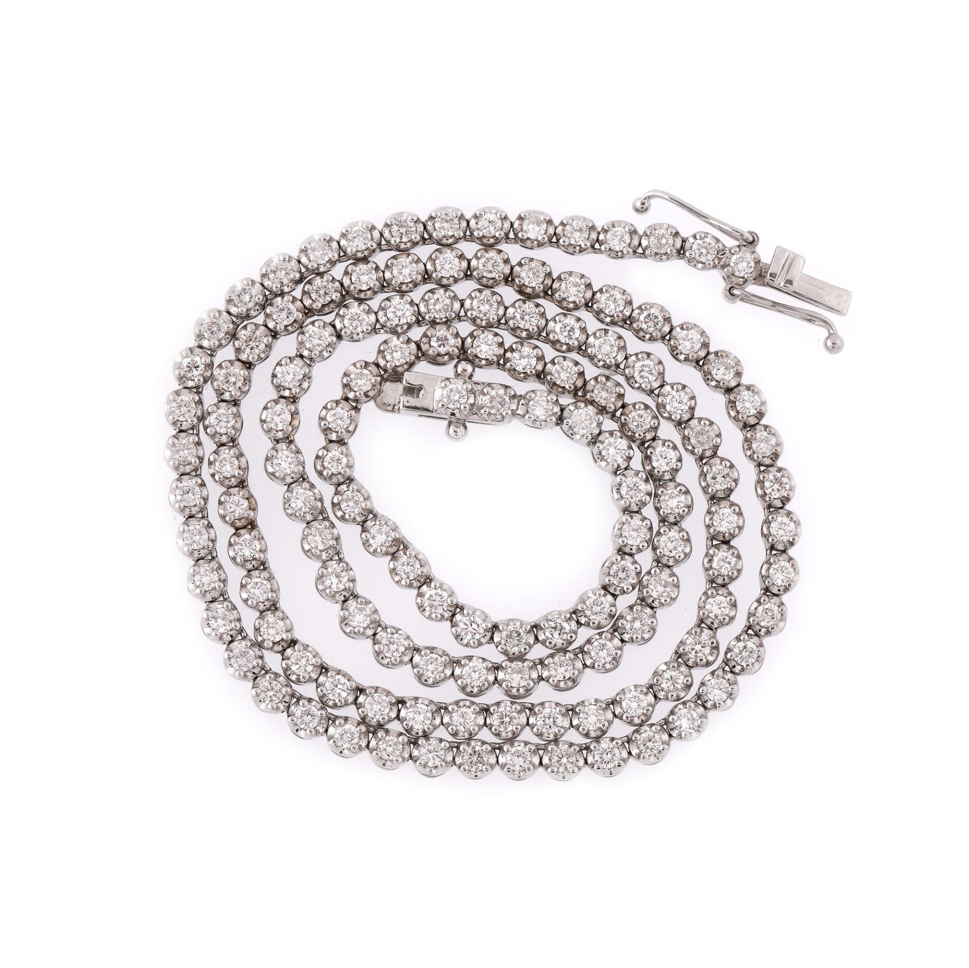 White gold tennis necklace, trimmed with diamonds - Image 2 of 3