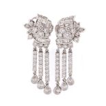 Pair of earrings, white gold, decorated with diamonds with various facings