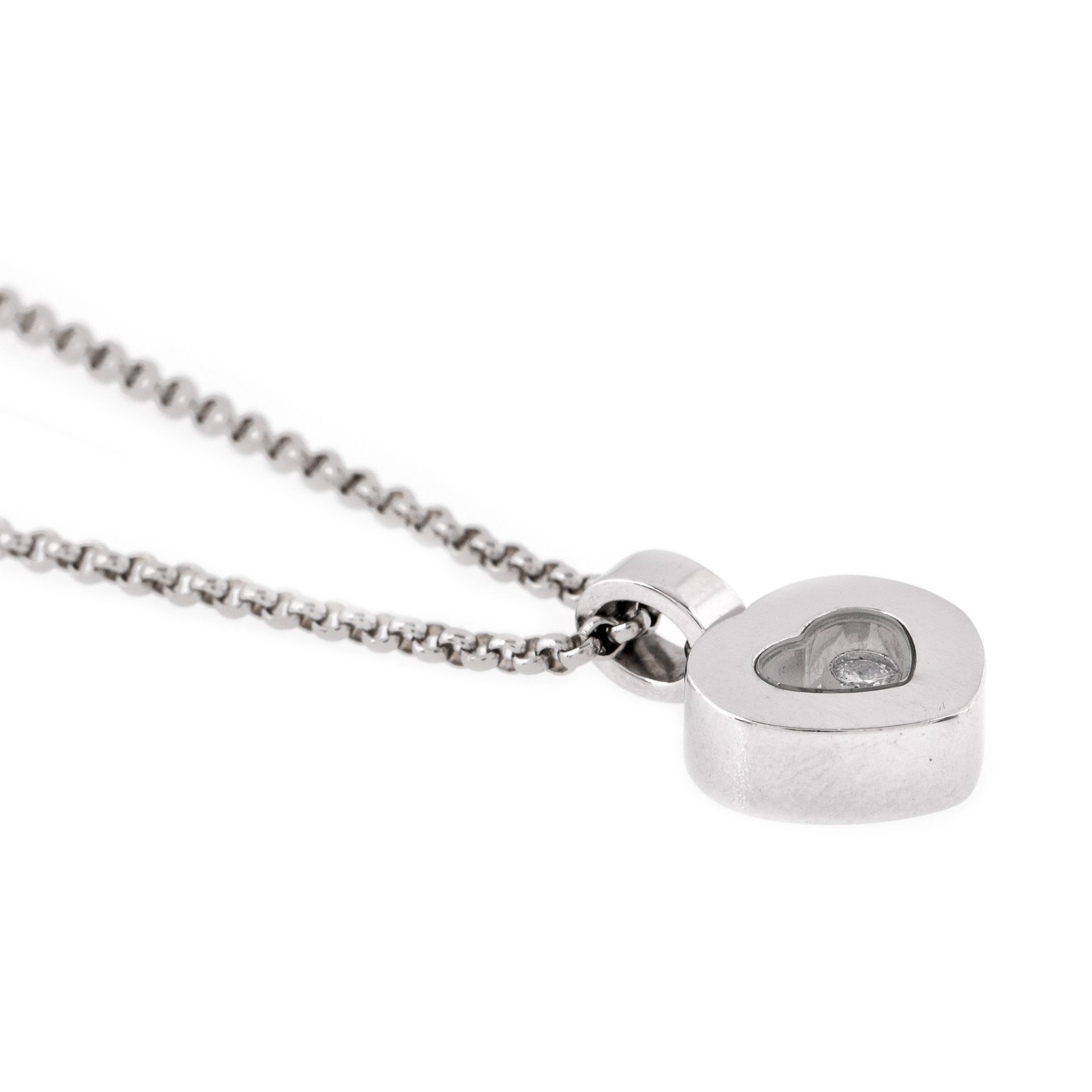 Chopard chain with pendant, white gold, decorated with a moving diamond - Bild 2 aus 2